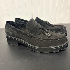 Born Black Suede Tassel Loafers Womens Lug Sole Platform Slip On Shoes 9.5